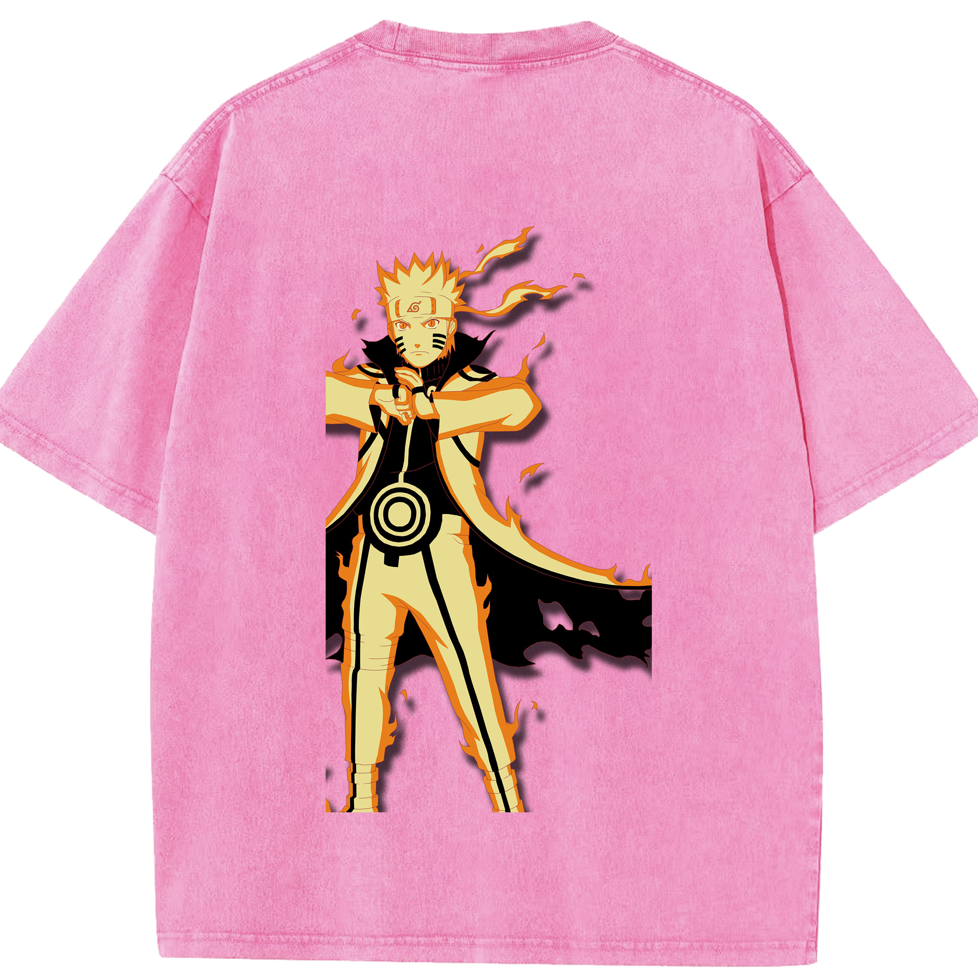 （画像用） NARUTO -ナルト- うずまき ナルト Uzumaki Naruto 綿100% ヴィンテージ風 半袖Tシャツ（背面プリント）